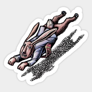 Running Rabbit in a Suit Sticker